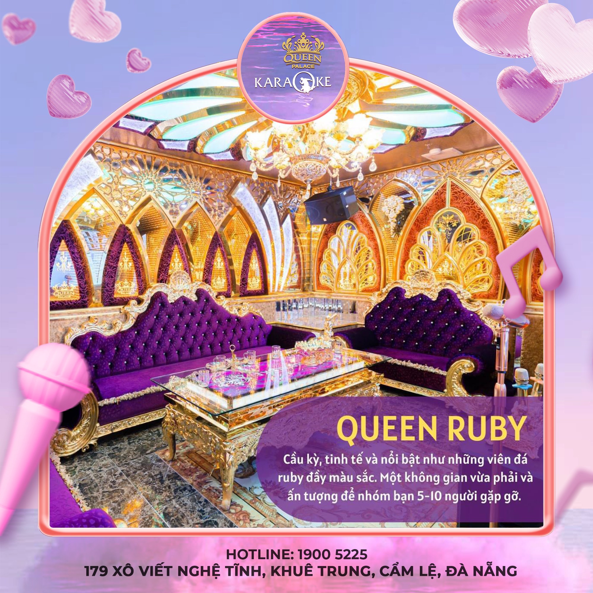 Phòng Queen Ruby tại Queen Palace — Không gian ấm áp cho nhóm nhỏ và buổi gặp gỡ thân mật